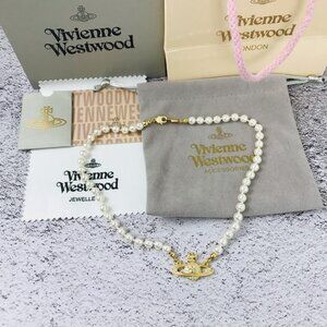 BRAND NEW Vivienne westwood gold Orb Pearl Choker Necklace